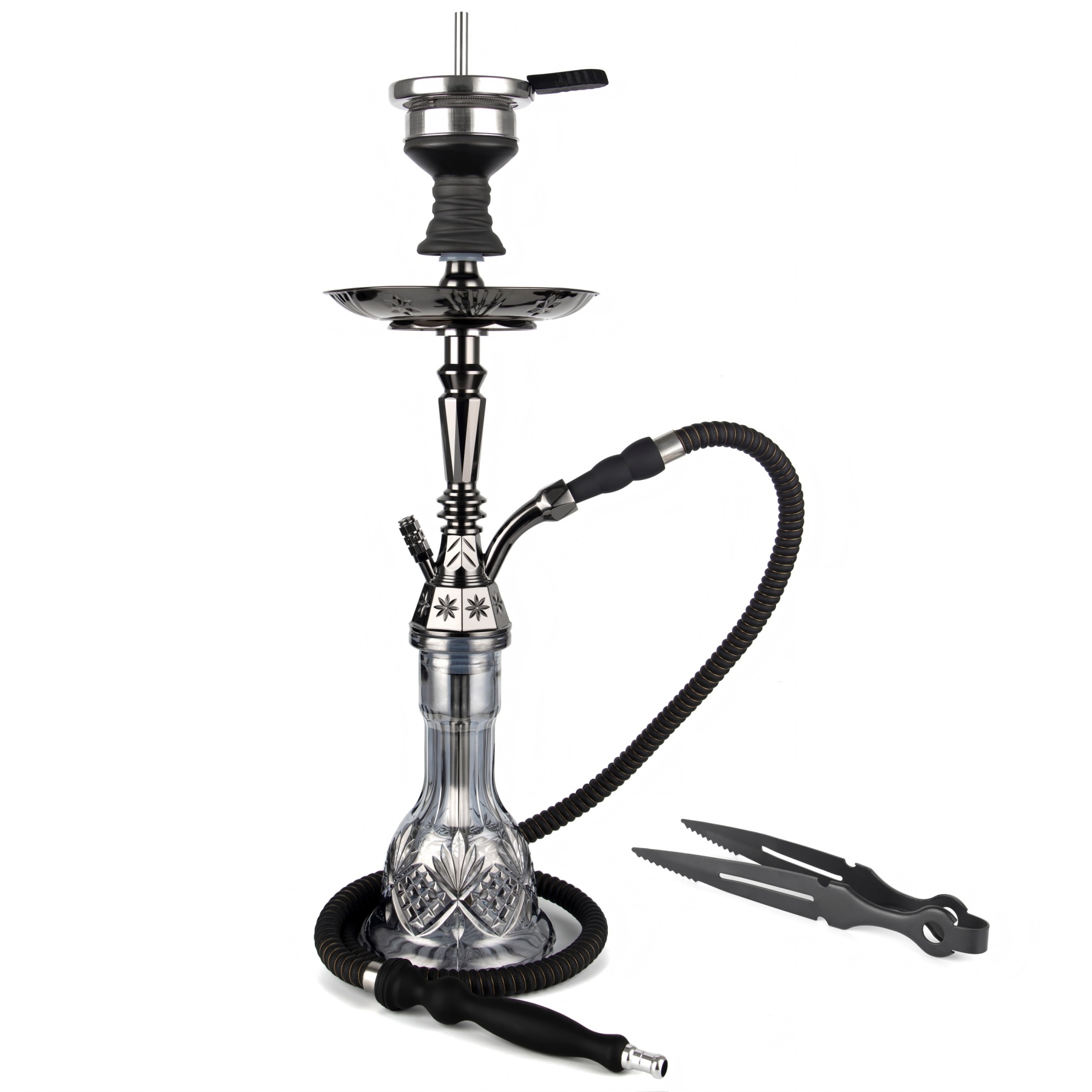 AGFYLIFE® Hookah Set 25" Egyptian Style Hookah Complete Set, Electroplated Black