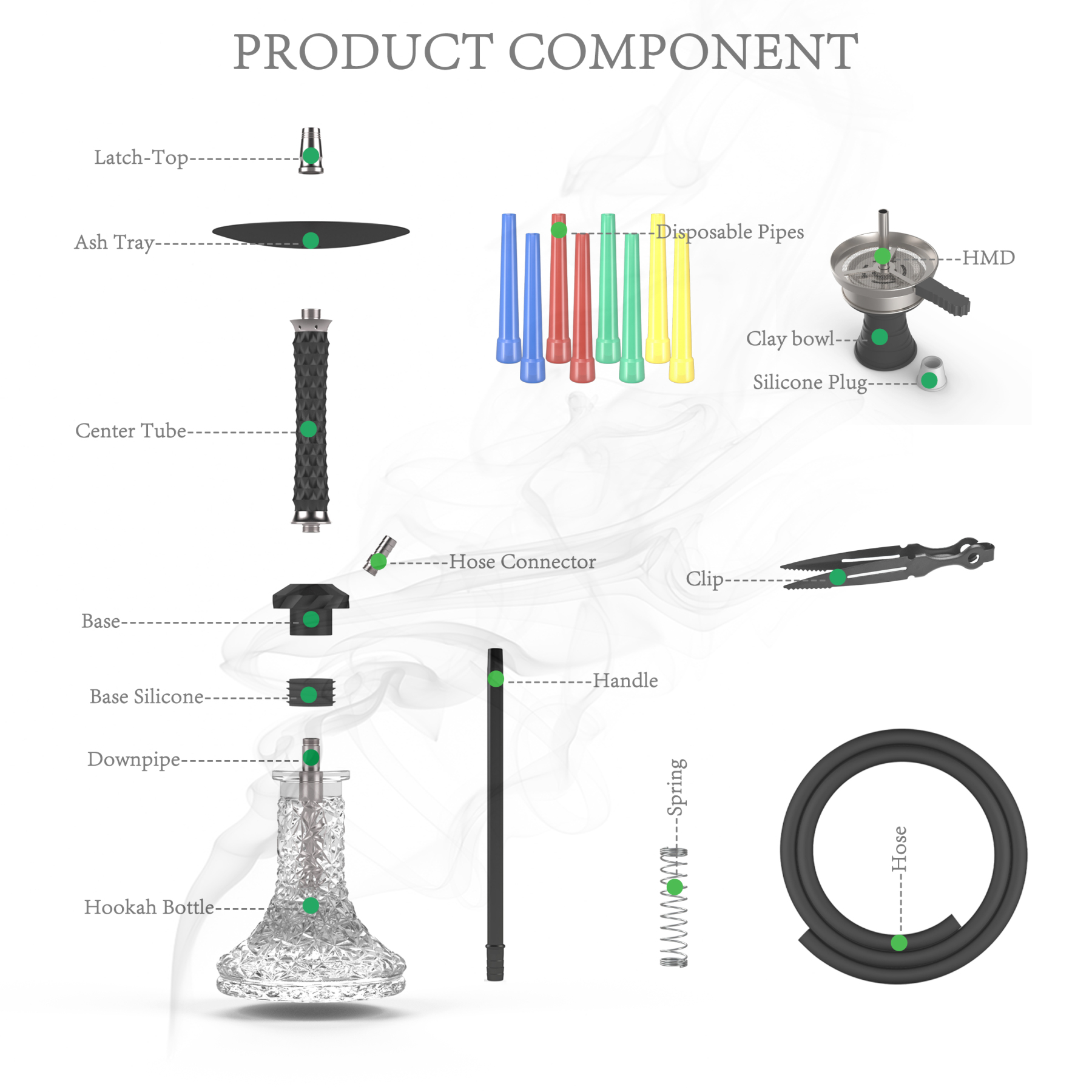 AGFYLIFE® Hookah Set with Everything - 22" Aluminum Glass Premium Shisha Hookah Complete Set