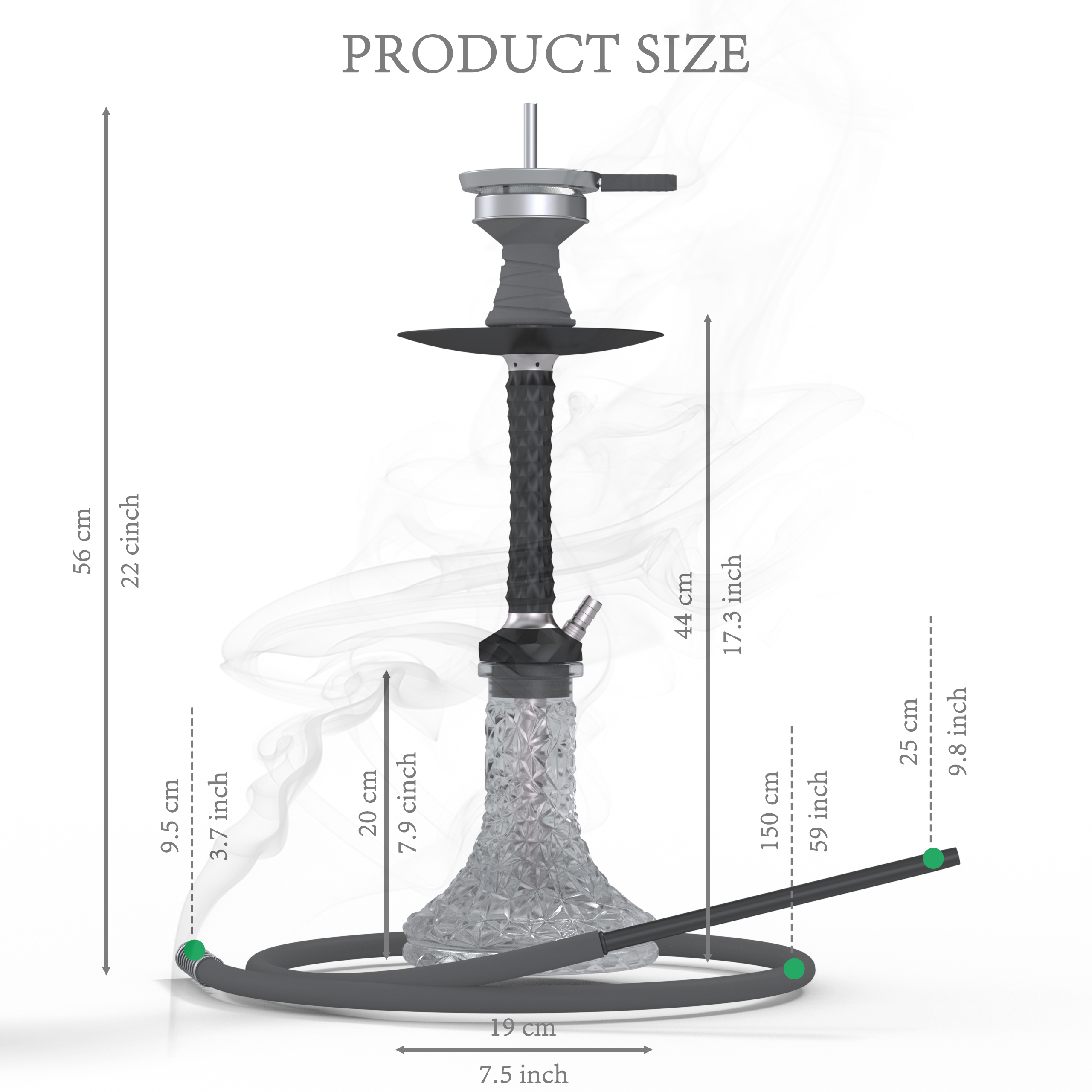 AGFYLIFE® Hookah Set with Everything - 22" Aluminum Glass Premium Shisha Hookah Complete Set