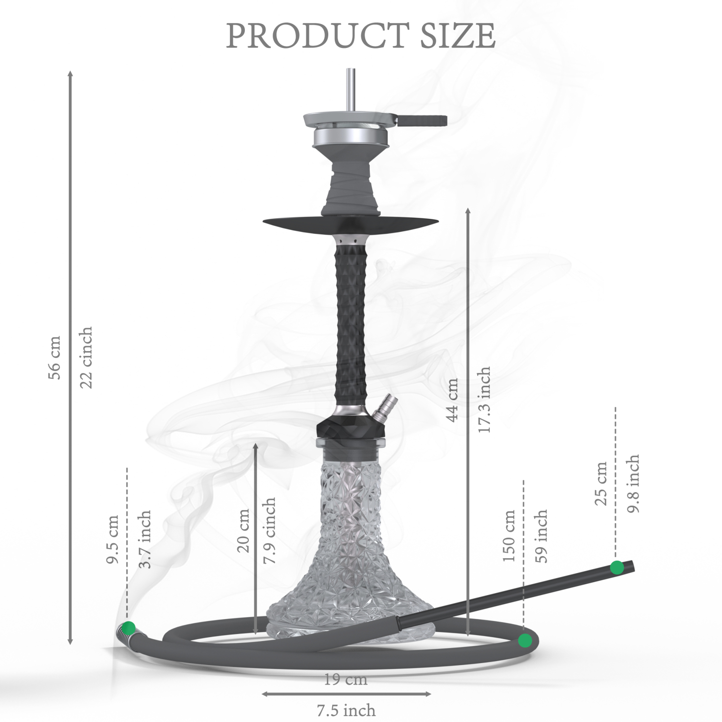 AGFYLIFE® Hookah Set with Everything - 22" Aluminum Glass Premium Shisha Hookah Complete Set