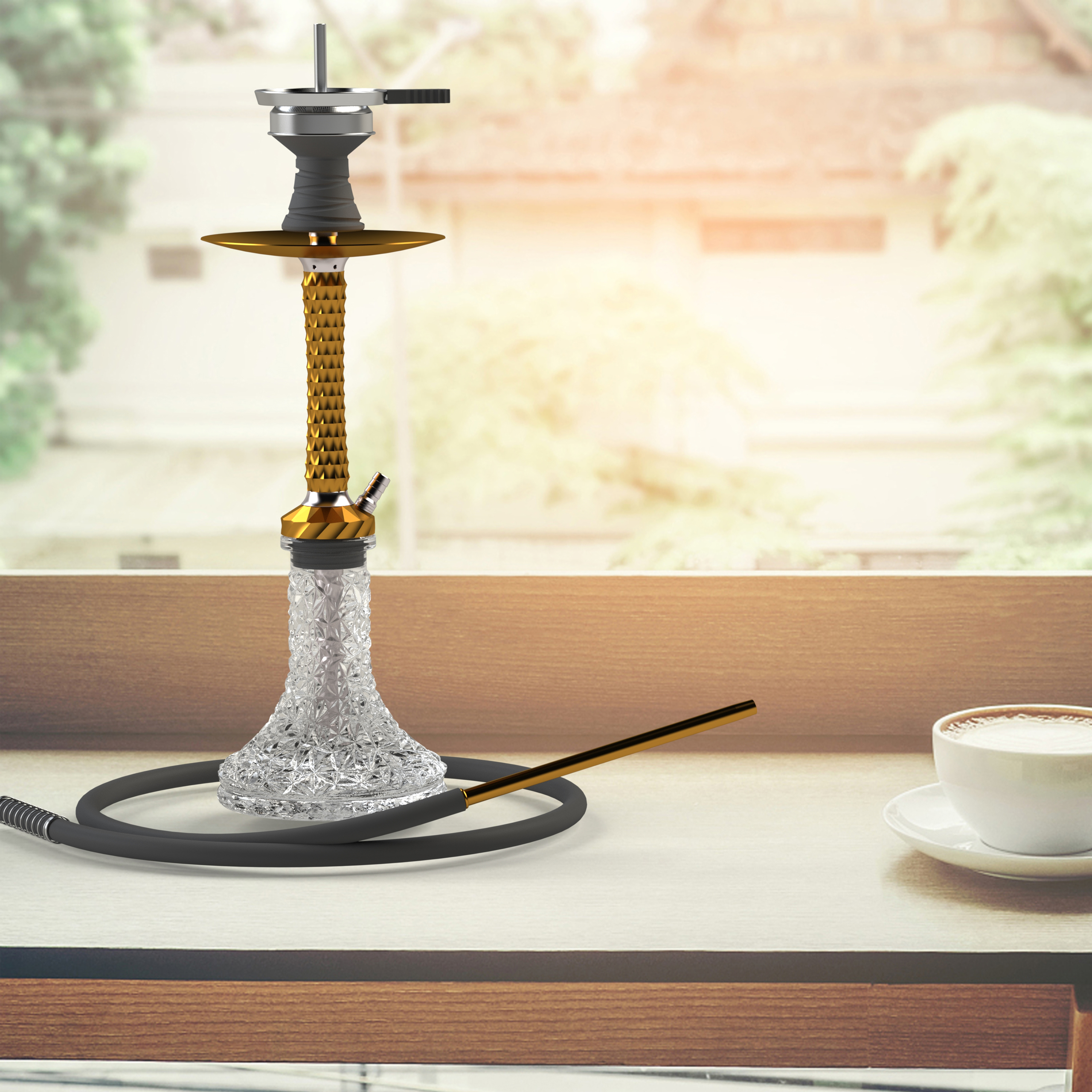 AGFYLIFE® Hookah Set with Everything - 22" Aluminum Glass Premium Shisha Hookah Complete Set, Gold