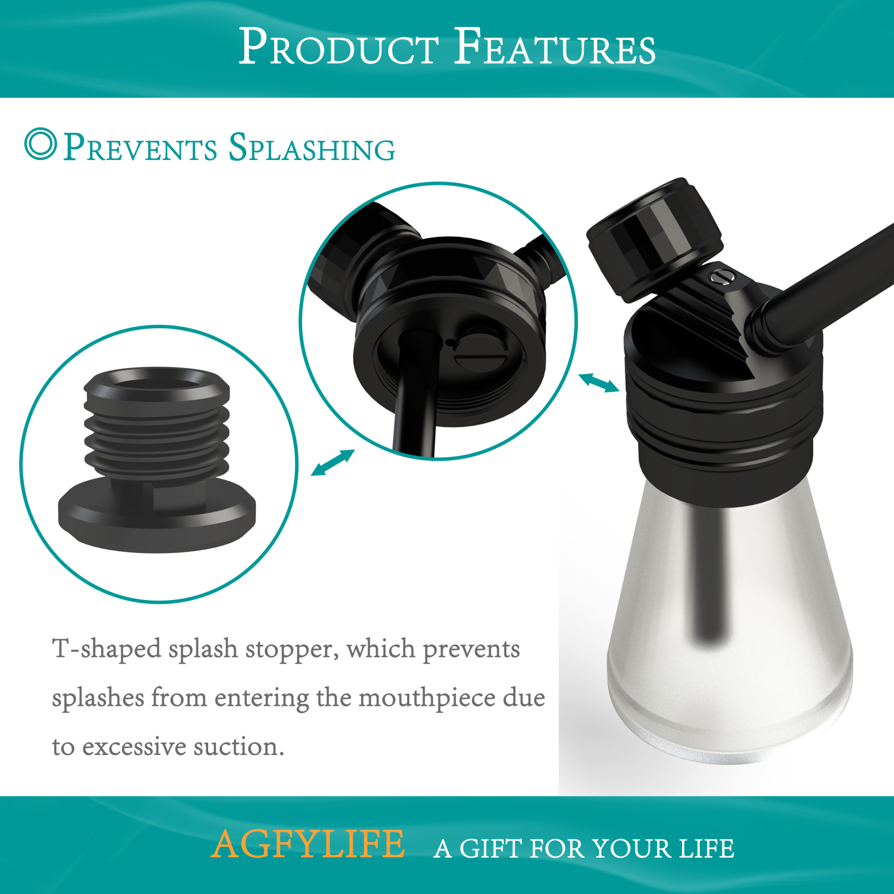 AGFYLIFE® Portable Hookah Set for Travel Advanced, Black