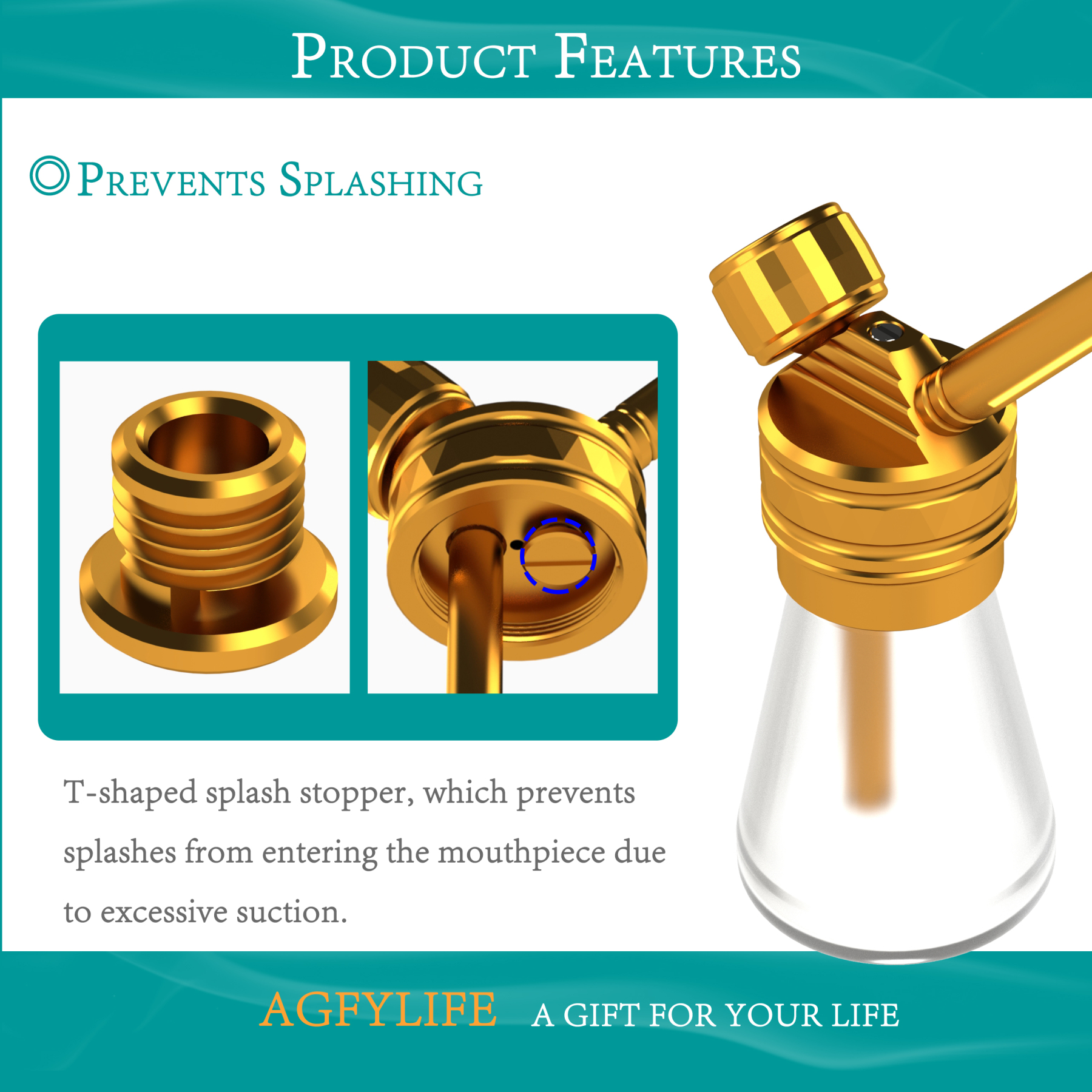 AGFYLIFE® Portable Hookah Set for Travel Advanced, Gold