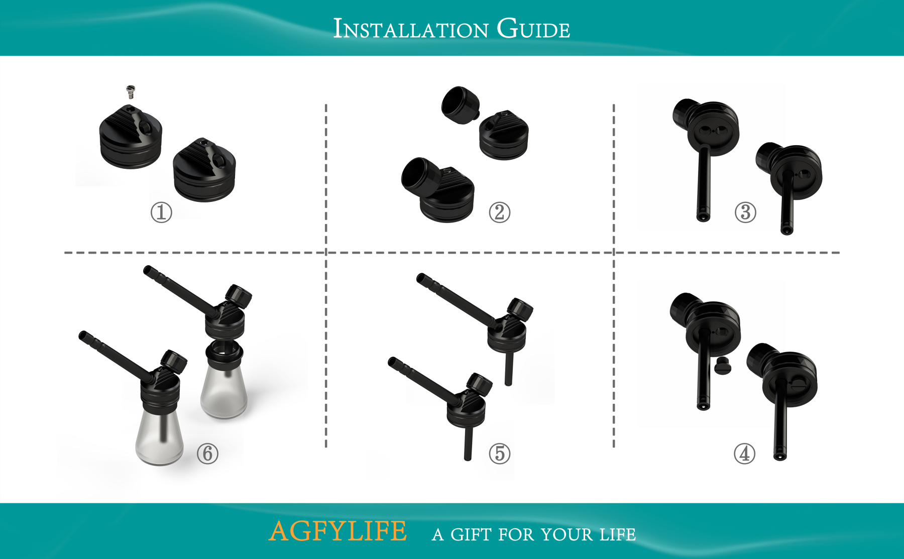 AGFYLIFE® Portable Hookah Set for Travel Advanced, Black