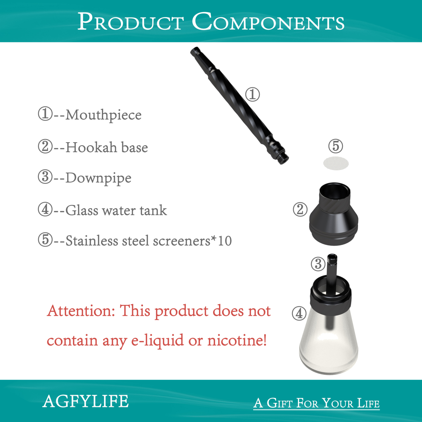 AGFYLIFE® Portable Hookah Set for Travel, Black