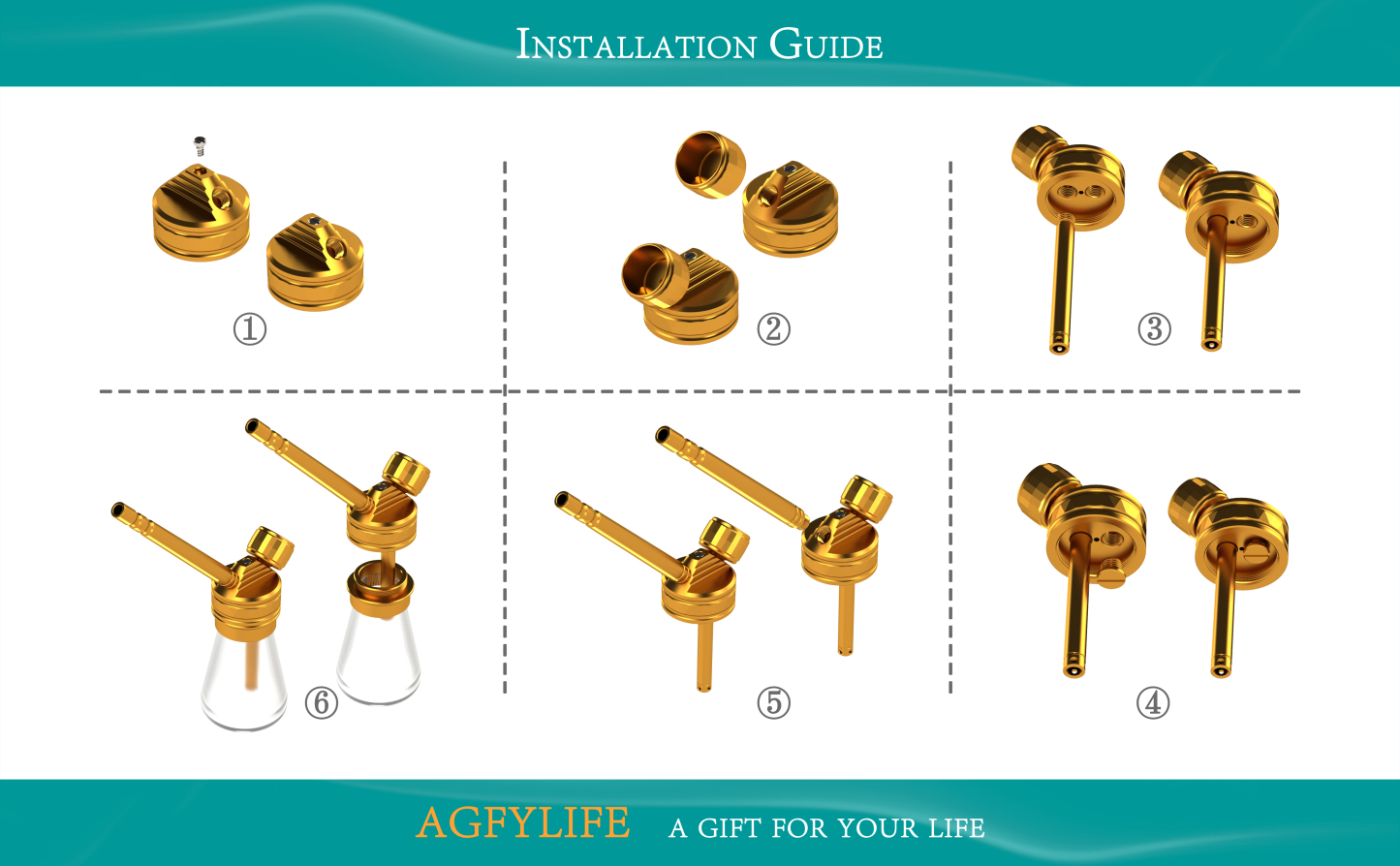 AGFYLIFE® Portable Hookah Set for Travel Advanced, Gold