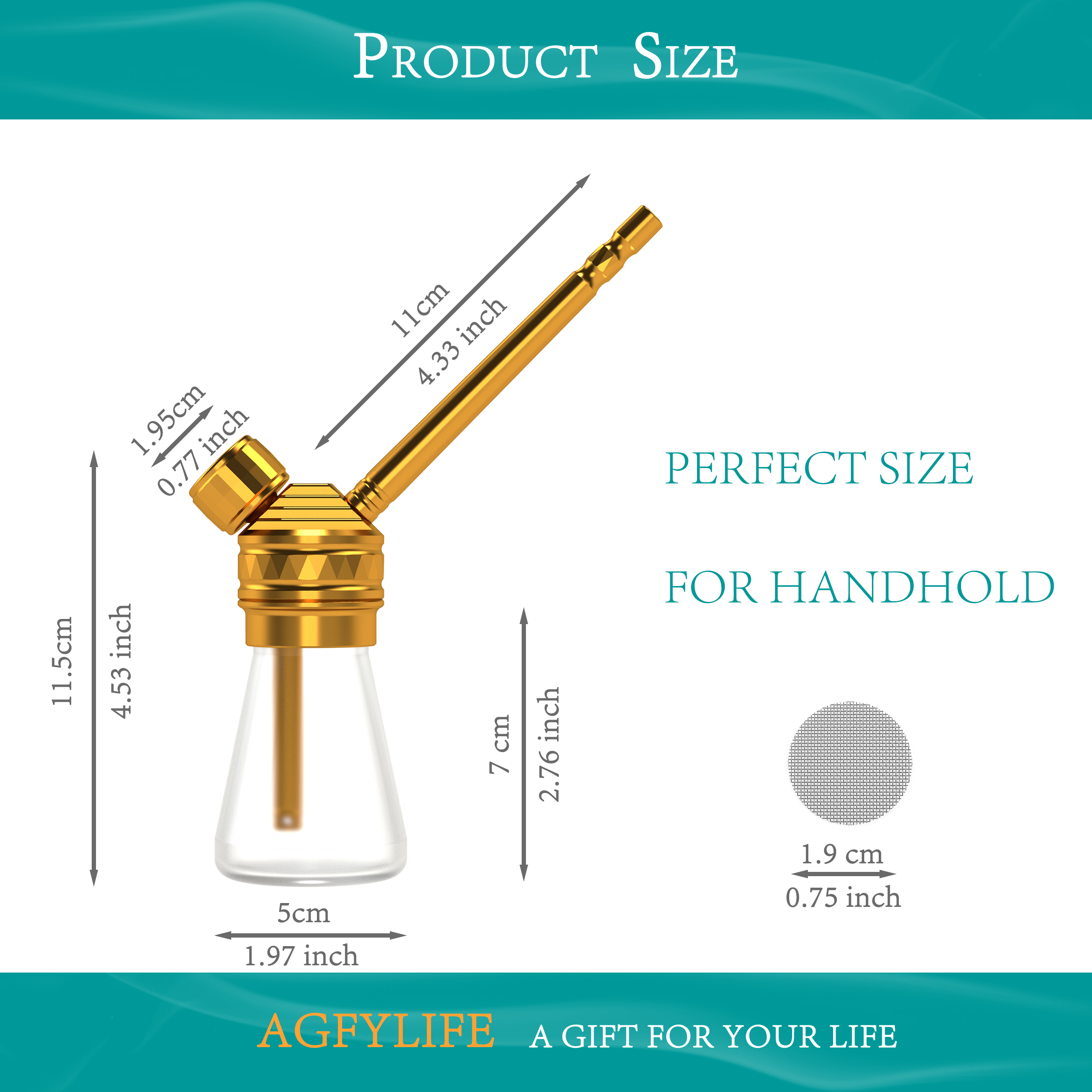 AGFYLIFE® Portable Hookah Set for Travel Advanced, Gold