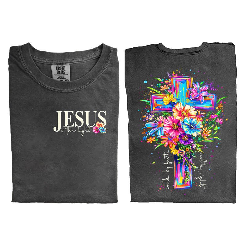 Jesus Is The Light Colorful Floral T-shirt