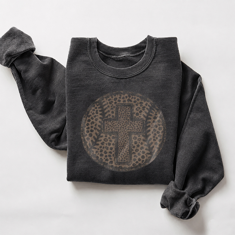 Baseball Cross Jesus Cheetah Sweatshirt