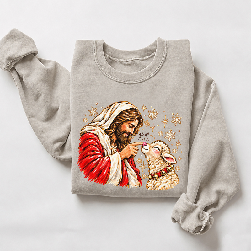 Christmas Jesus Boop Lamb Sweatshirt