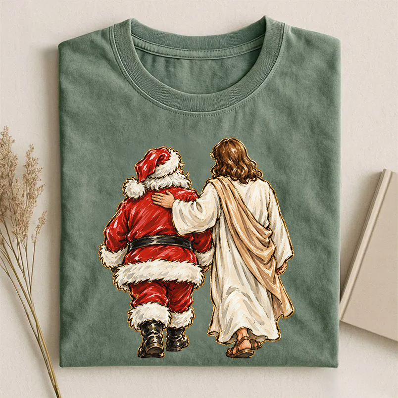 Christmas Jesus And Santa T-shirt