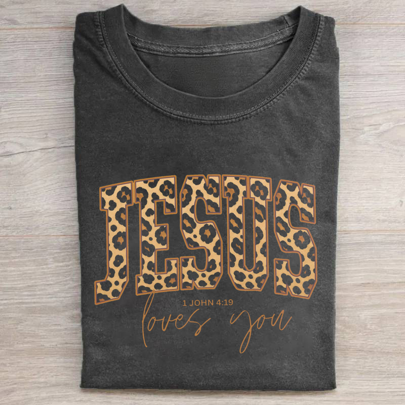 Cheetah Jesus Loves You Bible Verse T-shirt