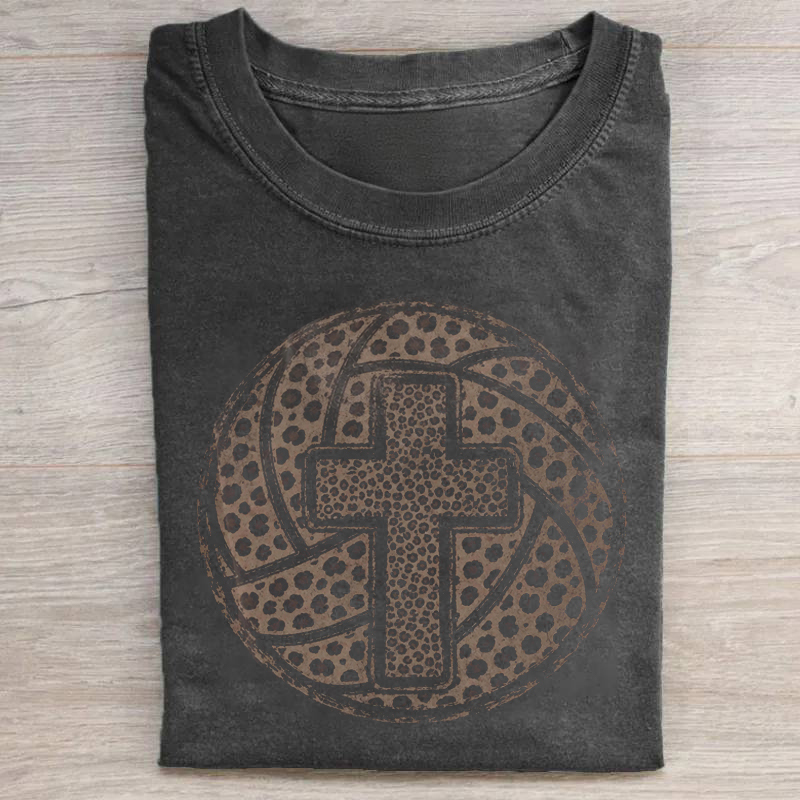 Volleyball Cross Jesus Cheetah T-shirt