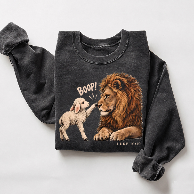 Funny Lion Lamb Boop Bible Verse Sweatshirt