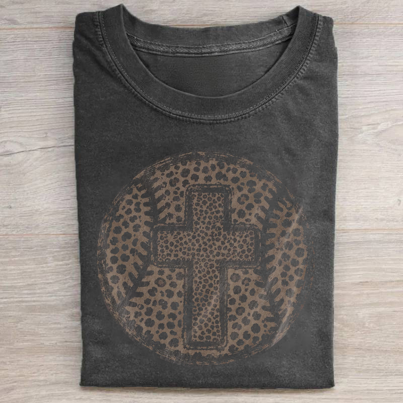 Baseball Cross Jesus Cheetah T-shirt