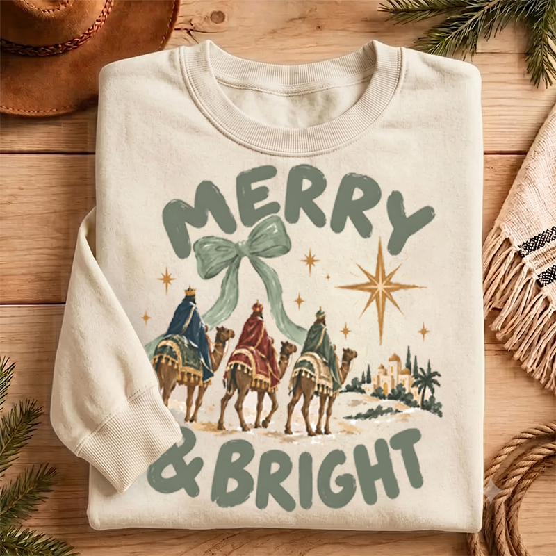 Jesus Merry Bright Star Wise Man Sweatshirt