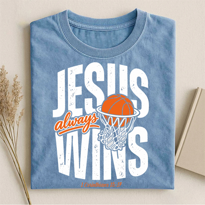 Jesus Always Wins Basketball T-shirt
