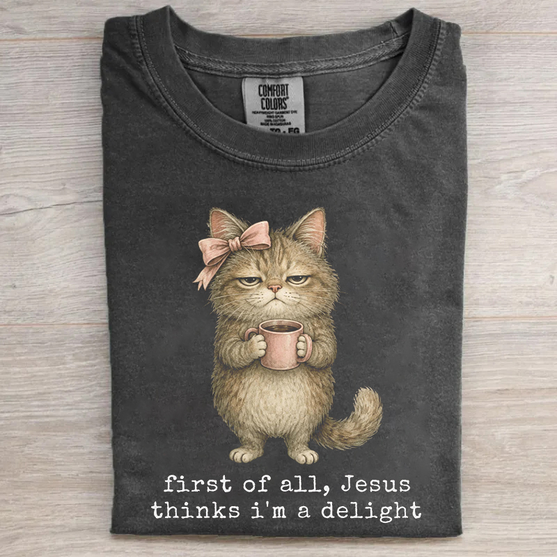 Cat With Bow Coffee Cute Retro T-shirt
