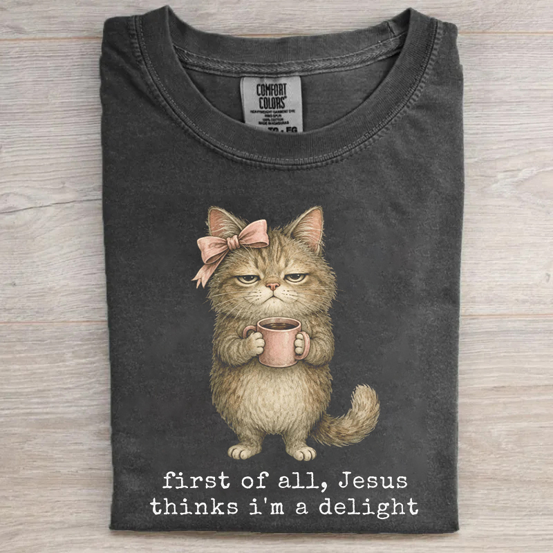 Cat With Bow Coffee Cute Retro T-shirt