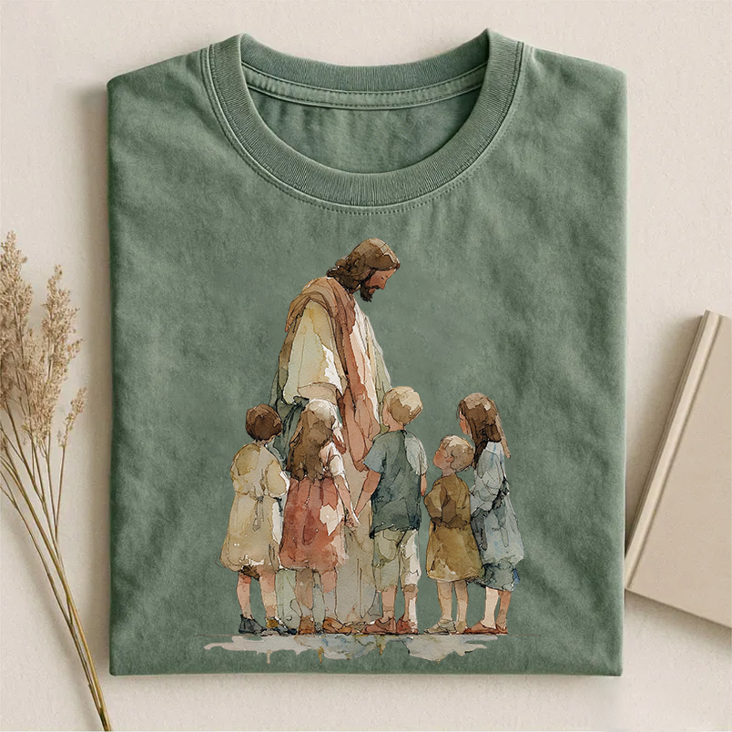 Jesus With Children Watercolor T-shirt
