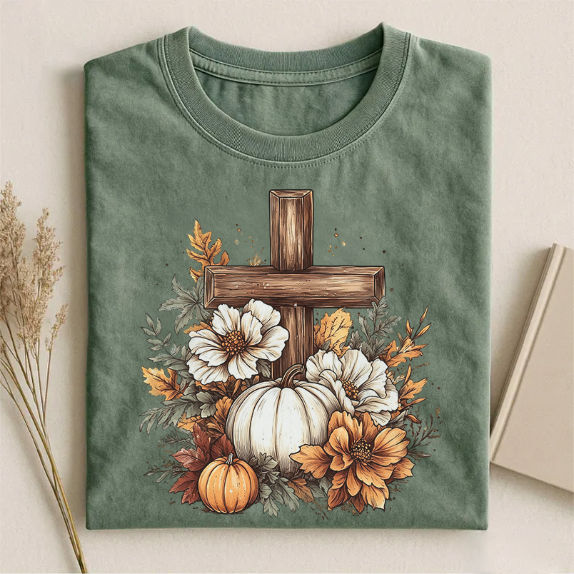 Pumpkin Cross Fall Jesus T-shirt