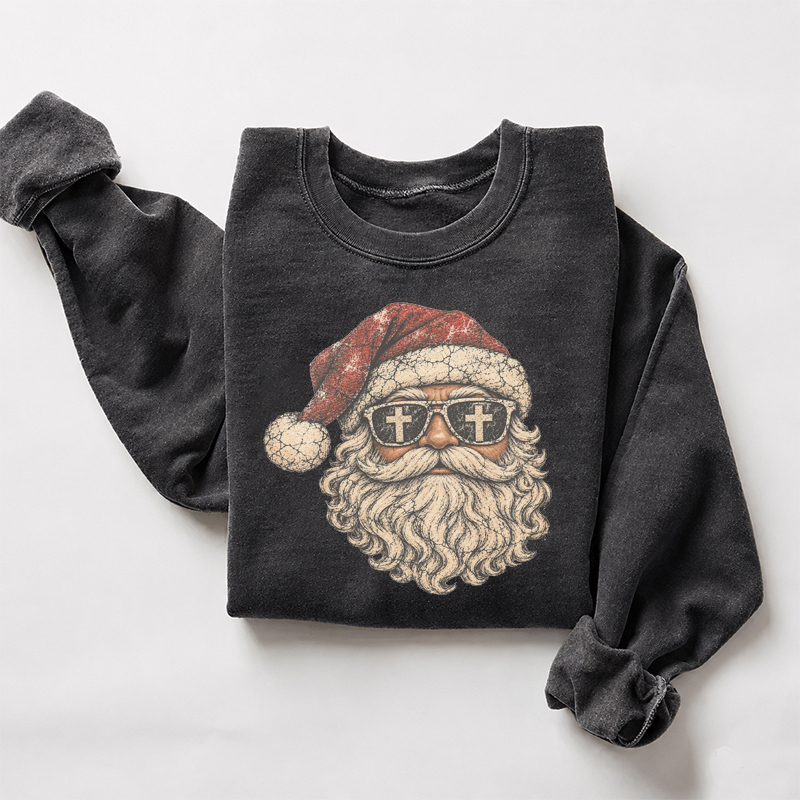 Cross Santa Sunglasses Christmas Sweatshirt