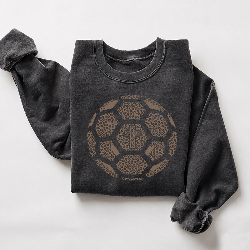 Soccer Cross Jesus Cheetah Sweatshirt