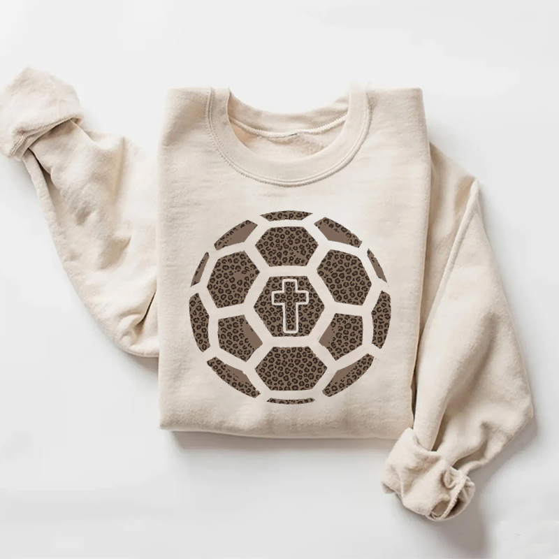 Soccer Cross Jesus Cheetah Sweatshirt