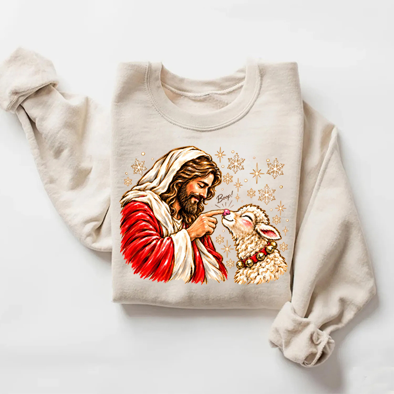 Jesus Boop Lamb Christmas Sweatshirt