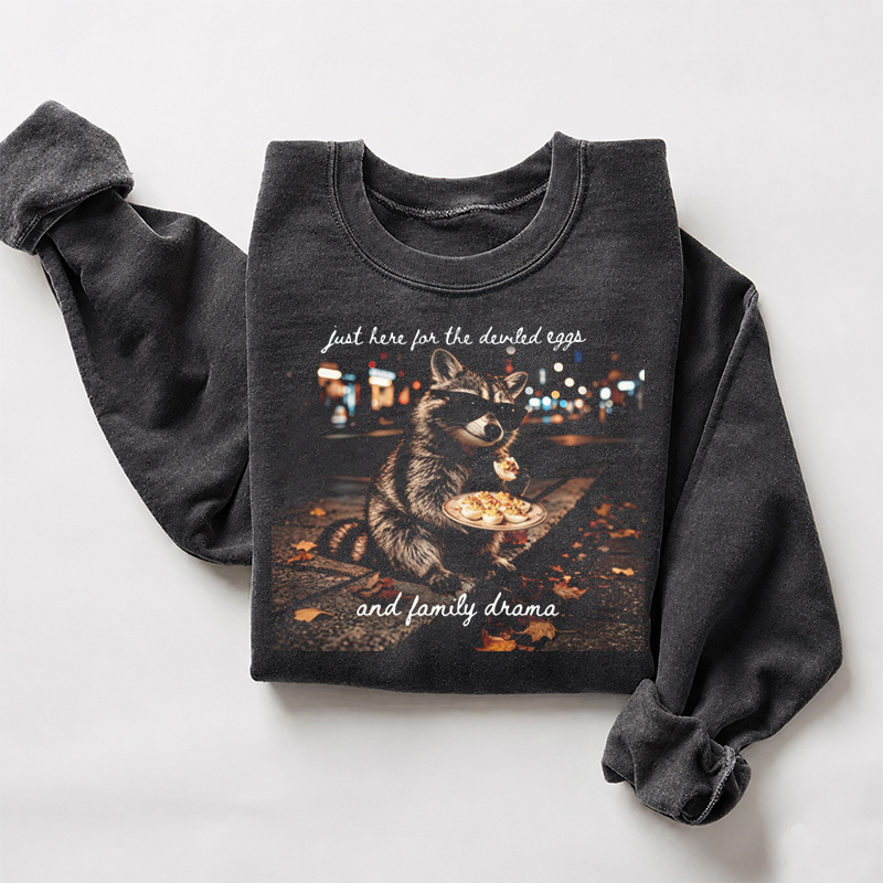 Raccoon Just Here For The Deviled Eggs Sweatshirt