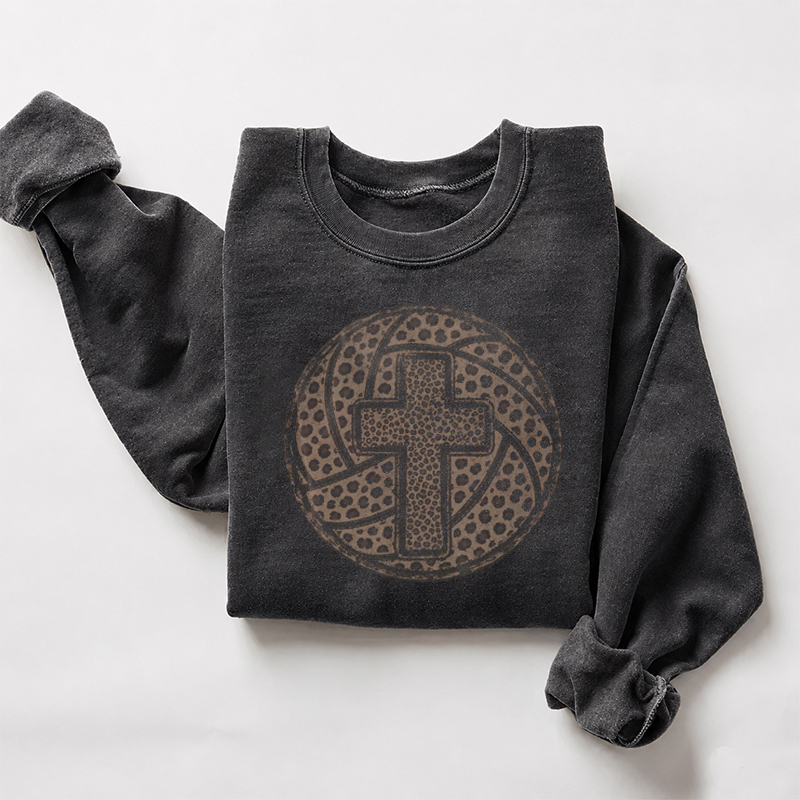 Volleyball Cross Jesus Cheetah Sweatshirt