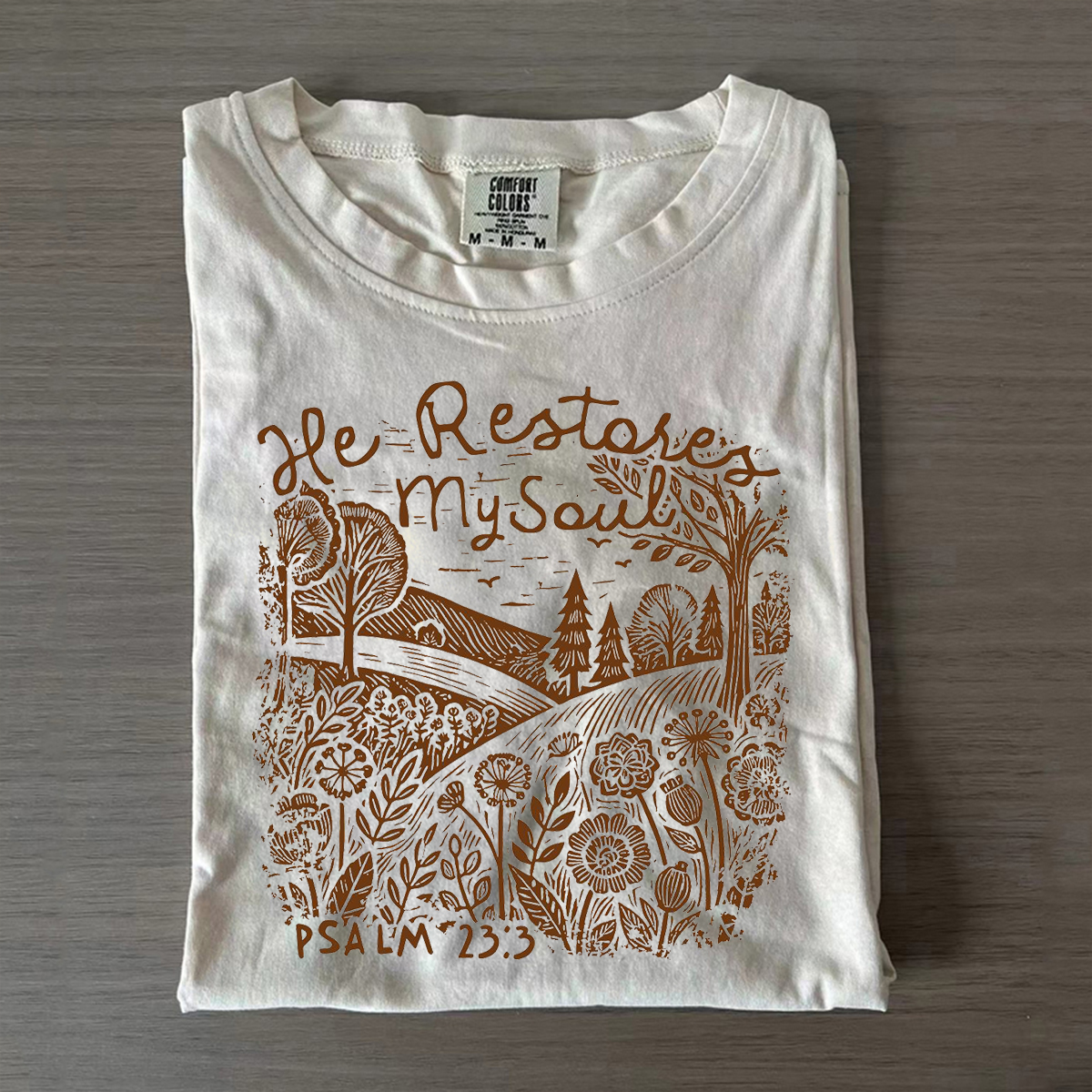 He restores my soul Psalm Midweight Vintage T-shirt