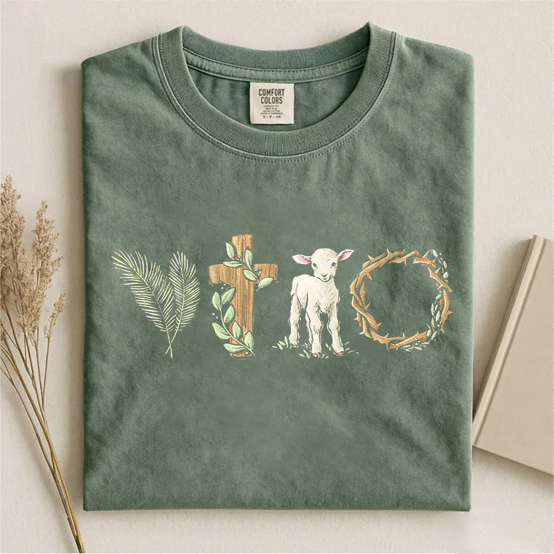 Lamb Crown Of Thorn Cross Palm T-shirt