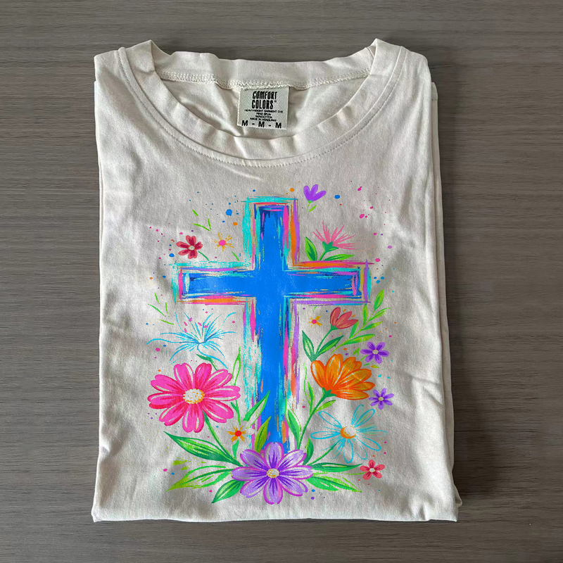 Spring Floral Cross T-shirt