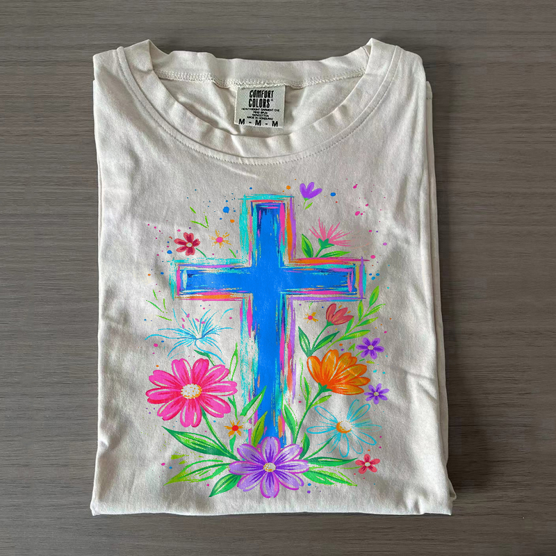 Spring Floral Cross T-shirt