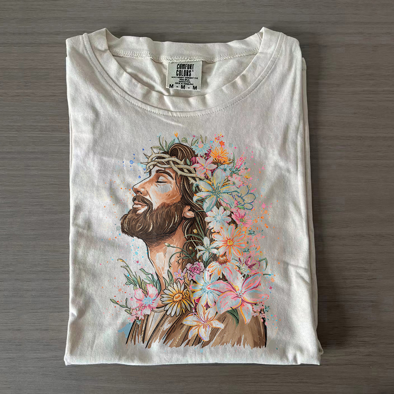 He Is Risen Jesus Floral T-shirt