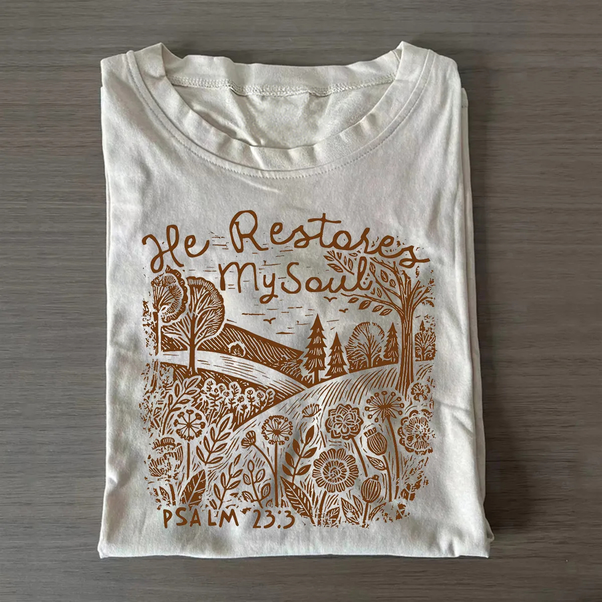 He restores my soul Psalm Midweight Vintage T-shirt