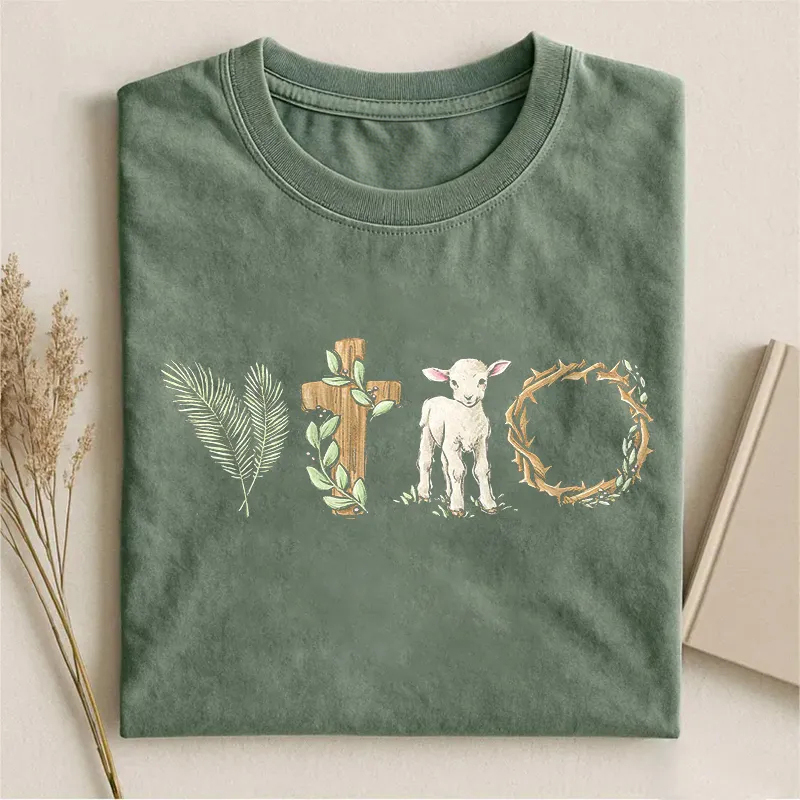 Lamb Crown Of Thorn Cross Palm T-shirt