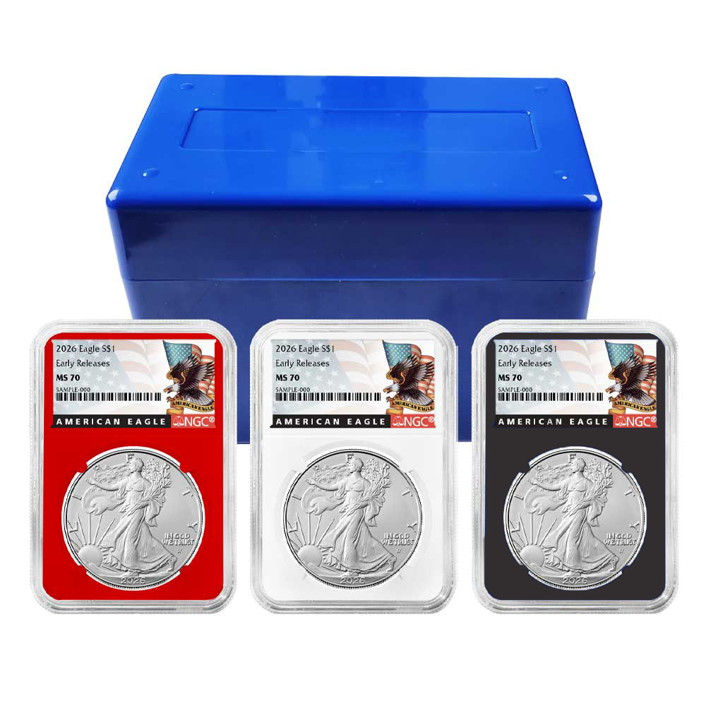 2026 $1 American Silver Eagle 3pc Set ER Black Label Red White Black