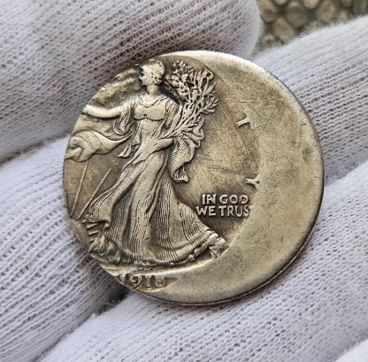 Rare 1918 Liberty Walking Half Dollar Mint Error Coin, Authentic Historical Treasure