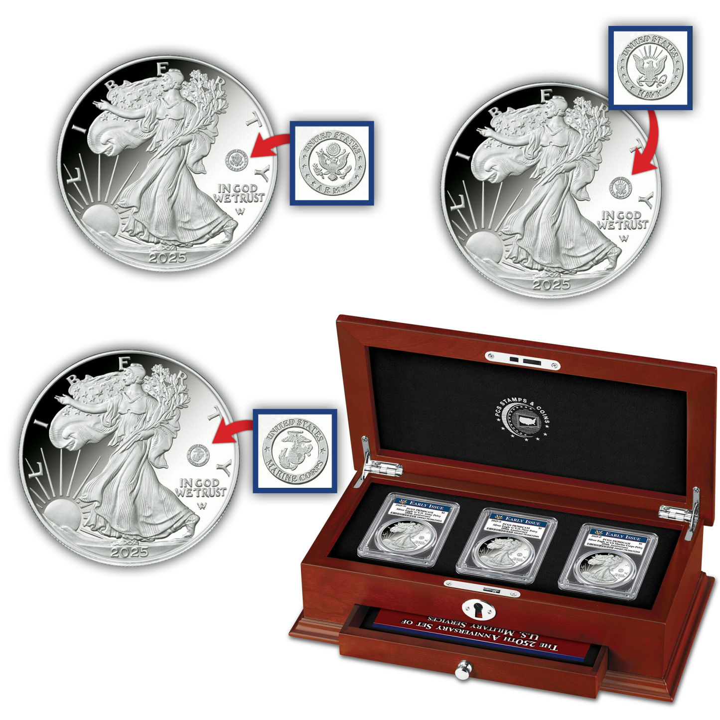 250th Anniversary United States Military American Eagle One Ounce Silver Proof Coin
