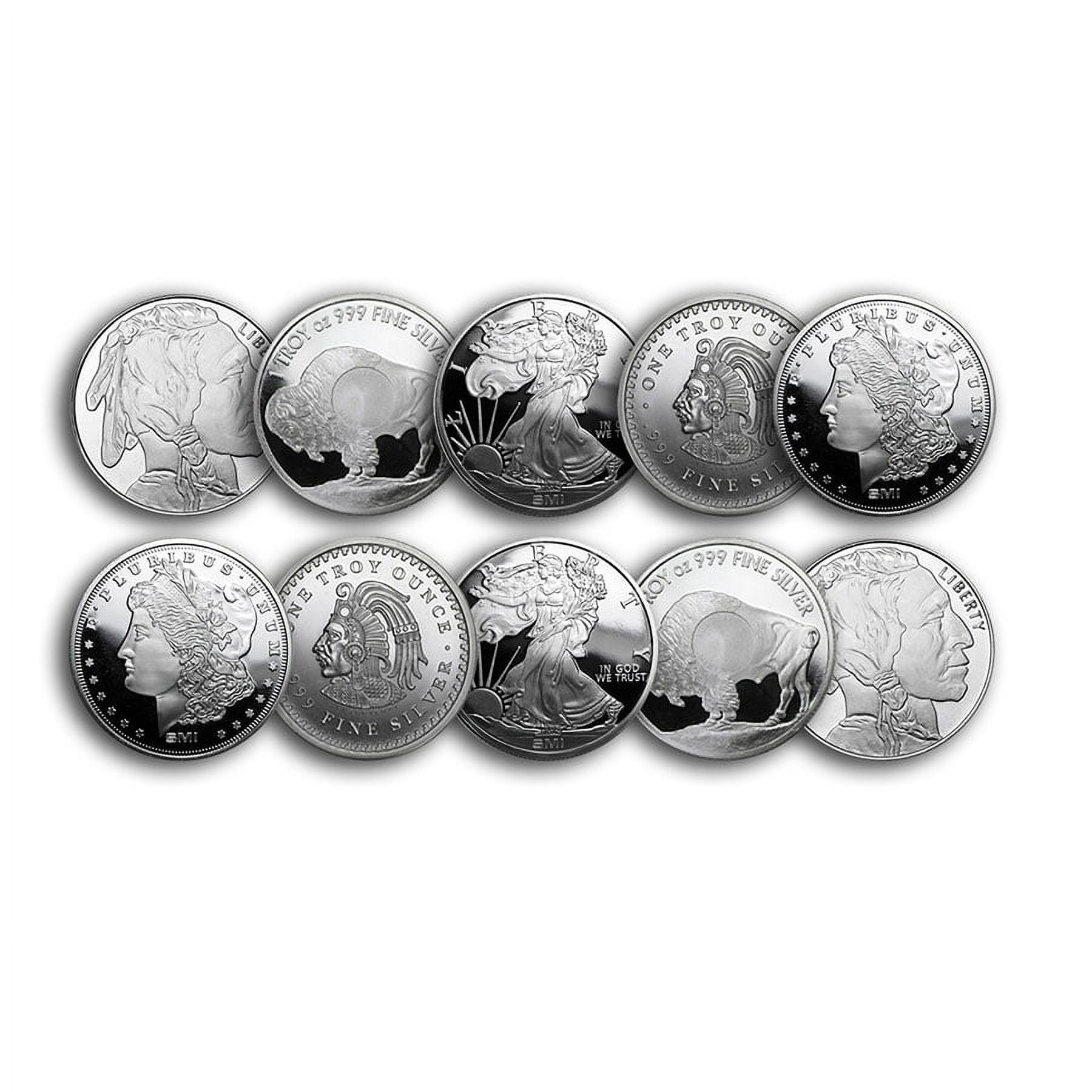 10 x 1 oz Silver Rounds – Secondary Market Lot  | .999 Fine Silver – Diverse Designs for New Collectors