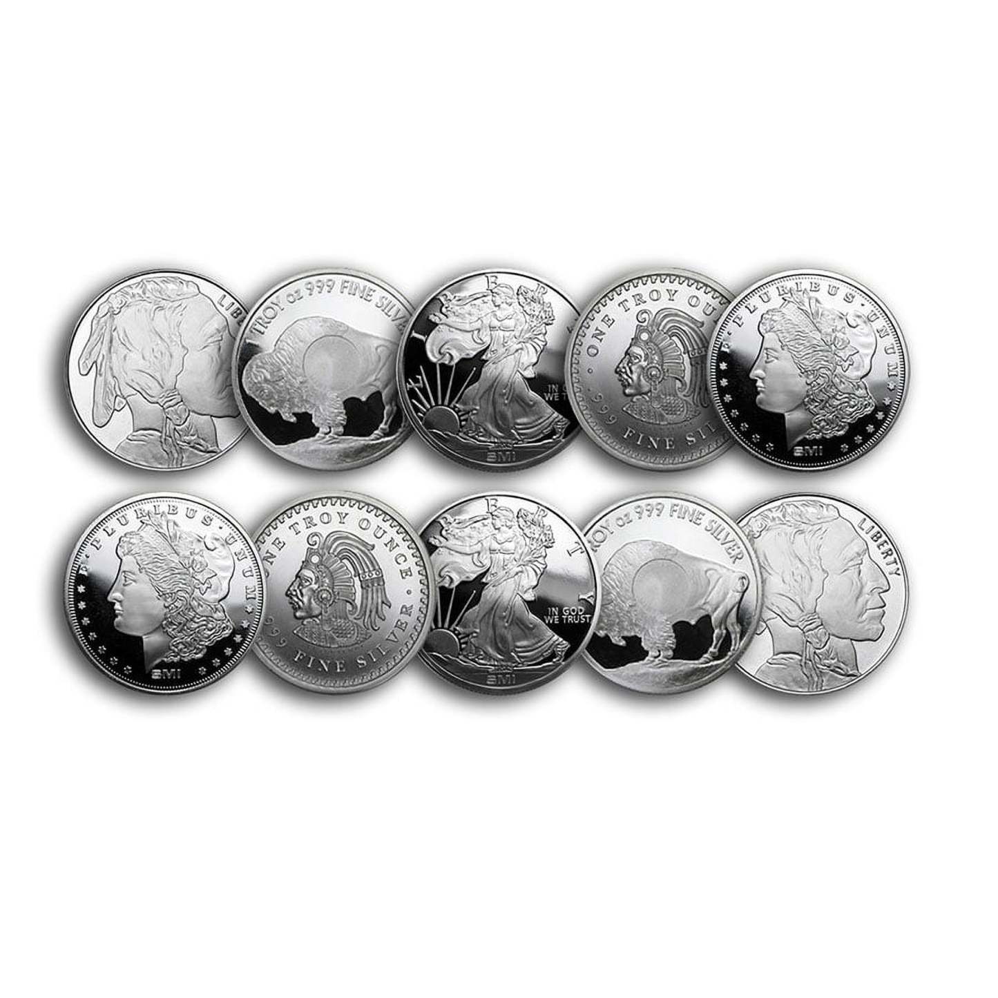 10 x 1 oz Silver Rounds – Secondary Market Lot  | .999 Fine Silver – Diverse Designs for New Collectors