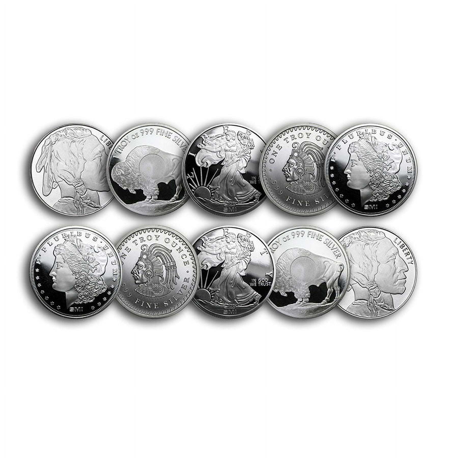 10 x 1 oz Silver Rounds – Secondary Market Lot  | .999 Fine Silver – Diverse Designs for New Collectors