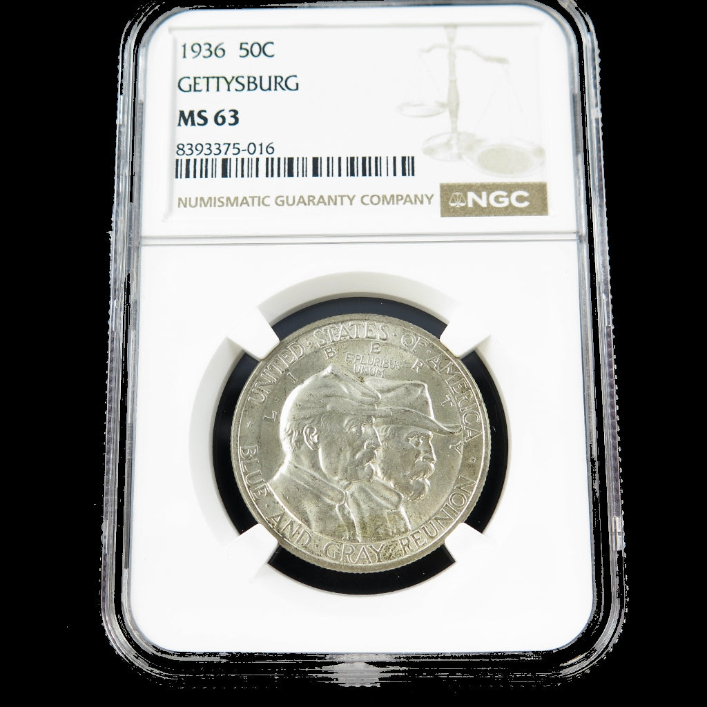 1936 Gettysburg Commemorative Half Dollar – NGC MS63 – Certified U.S. 