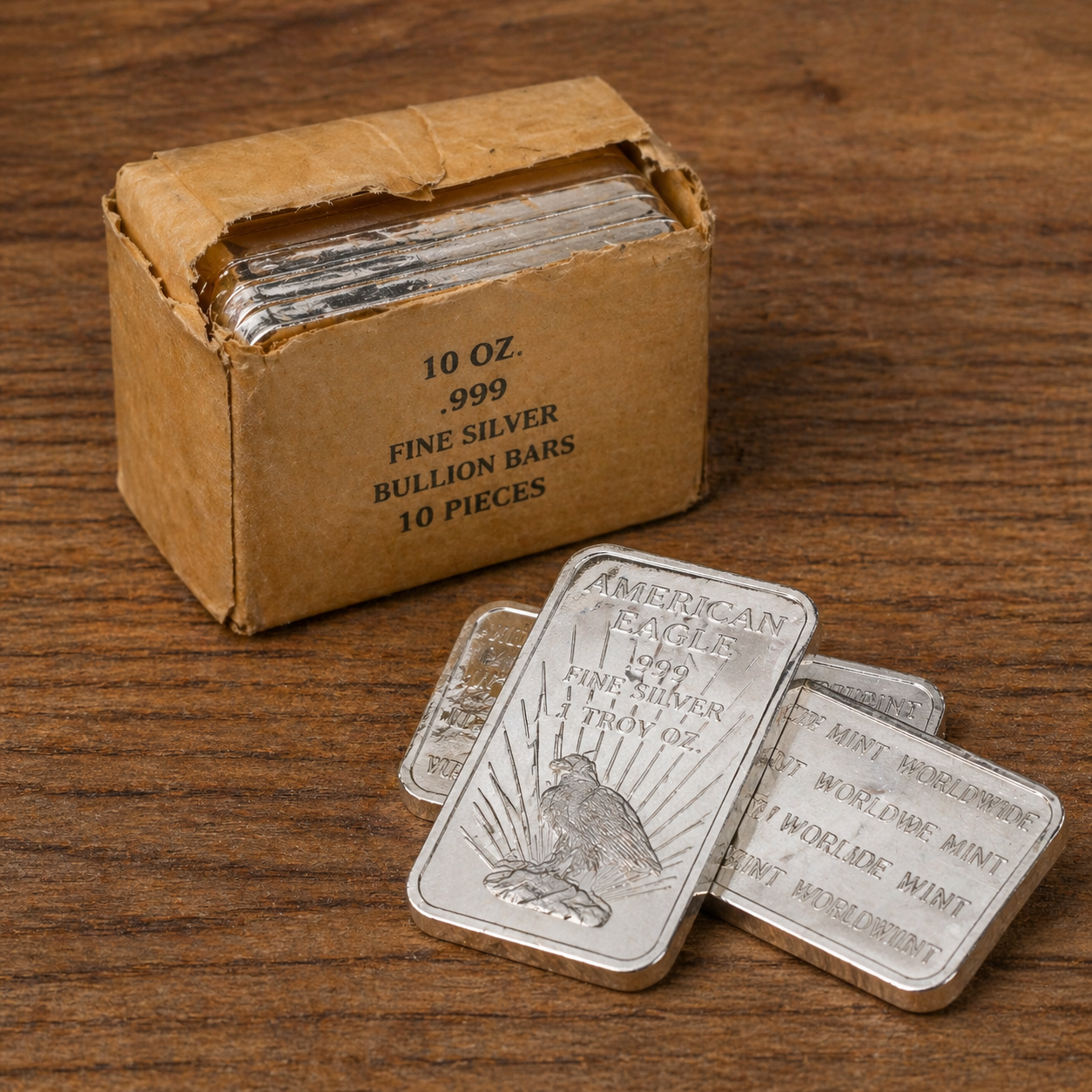 【LOT OF 10 】1 oz Silver Bar - World Wide Mint (Eagle) .999 Fine Silver | 1 Troy Ounce 