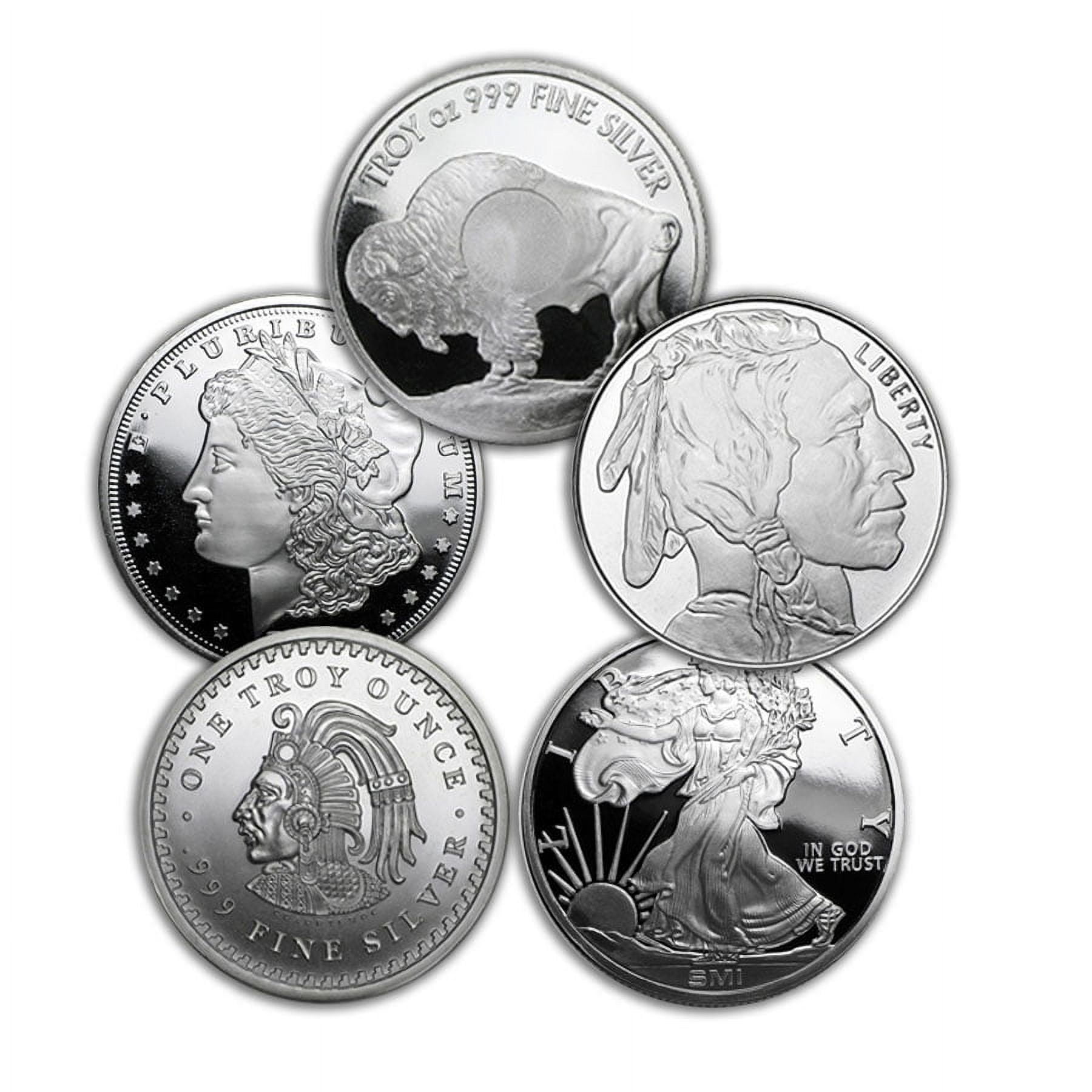 5 x 1 oz Silver Rounds – Secondary Market Lot | .999 Fine Silver – Diverse Iconic Designs for New Collectors