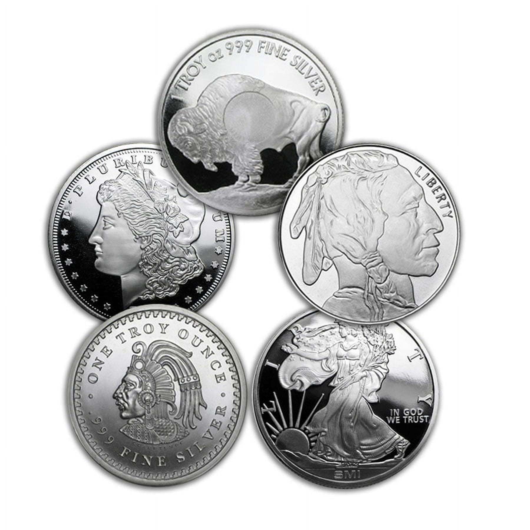 5 x 1 oz Silver Rounds – Secondary Market Lot | .999 Fine Silver – Diverse Iconic Designs for New Collectors