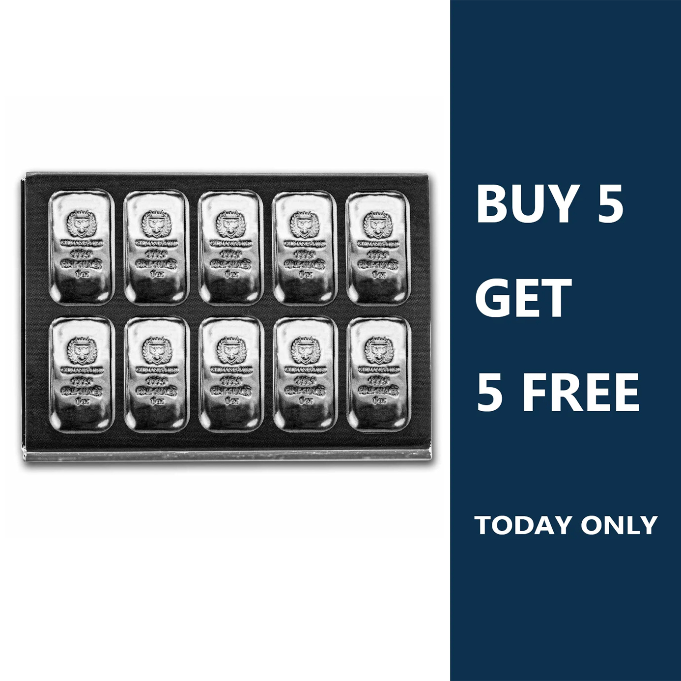 Last Day 60% OFF🔥 【 LOT OF 10 】 Germania Mint 1 oz Cast .9999 Fine Silver Bar - New In Stock