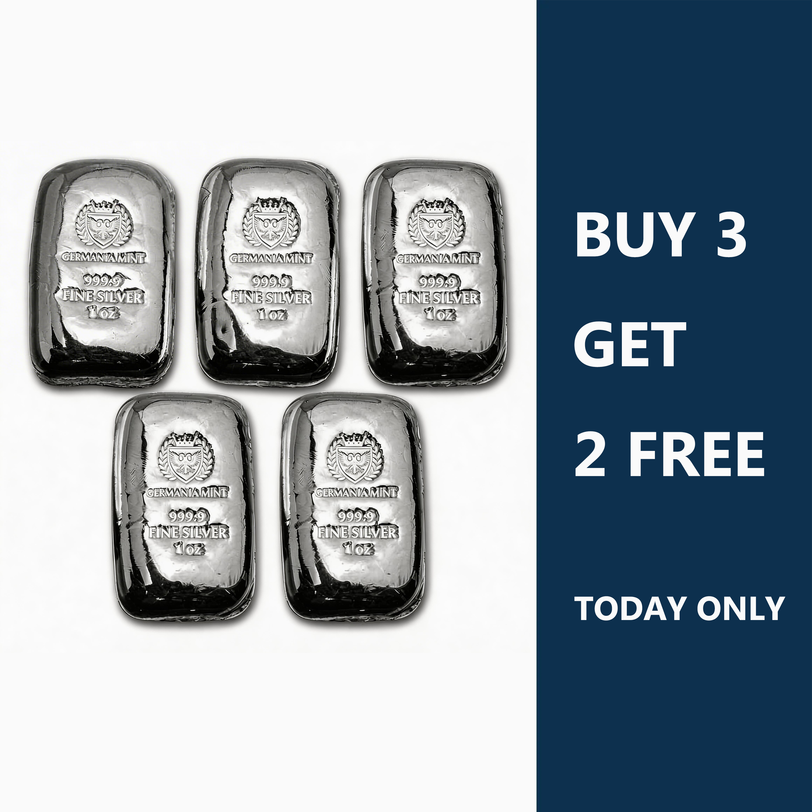 Last Day 60% OFF🔥 【 LOT OF 10 】 Germania Mint 1 oz Cast .9999 Fine Silver Bar - New In Stock